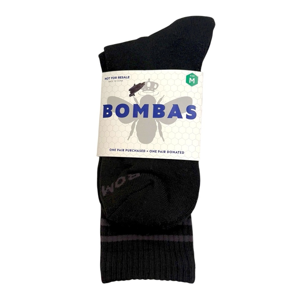 NEW Bombas Size M Black Honeycomb Arch Mid Calf Socks Sustainable Neutral Travel